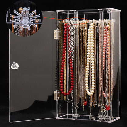 Acrylic Necklace Holder with 24 Hooks Clear Necklace Organizer Dustproof Rotation Jewelry Storage Stand V1294-YM0523-10335042