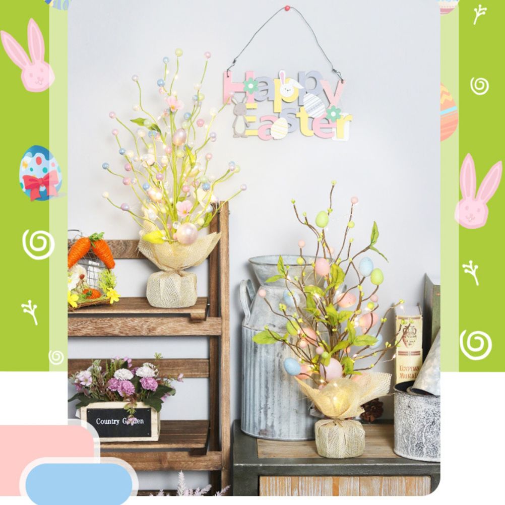 45cm LED Lights Easter Egg Decoration Tree Easter Decorations Eggs Tree Home Desk Decor Scene Shopping Mall V1294-YM0523-10335300