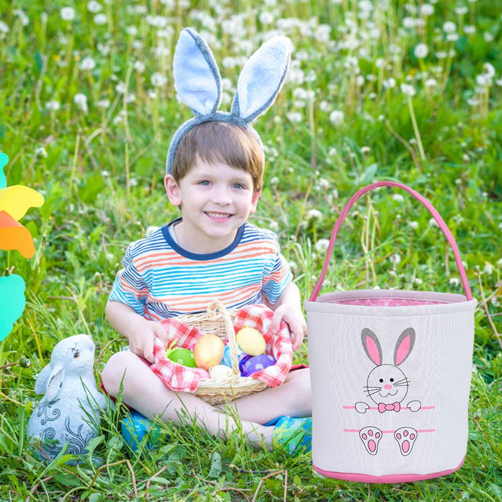 Cute Easter Bunny Canvas Basket Kids Easter Storage Gift and Egg Rabbit Basket for Children Party Decoration V1294-YM0523-10335413