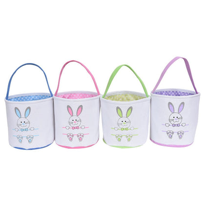 Cute Easter Bunny Canvas Basket Kids Easter Storage Gift and Egg Rabbit Basket for Children Party Decoration V1294-YM0523-10335413
