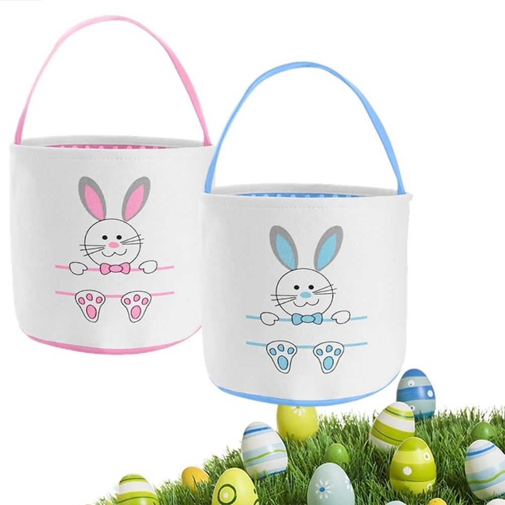 Cute Easter Bunny Canvas Basket Kids Easter Storage Gift and Egg Rabbit Basket for Children Party Decoration V1294-YM0523-10335415