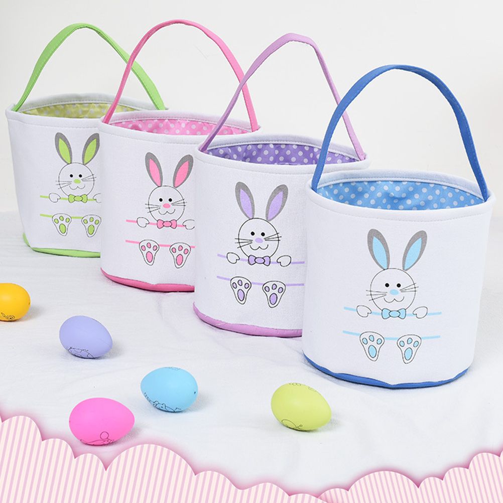 Cute Easter Bunny Canvas Basket Kids Easter Storage Gift and Egg Rabbit Basket for Children Party Decoration V1294-YM0523-10335416