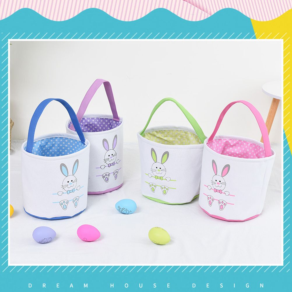 Cute Easter Bunny Canvas Basket Kids Easter Storage Gift and Egg Rabbit Basket for Children Party Decoration V1294-YM0523-10335416