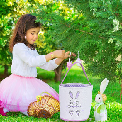 Cute Easter Bunny Canvas Basket Kids Easter Storage Gift and Egg Rabbit Basket for Children Party Decoration V1294-YM0523-10335416
