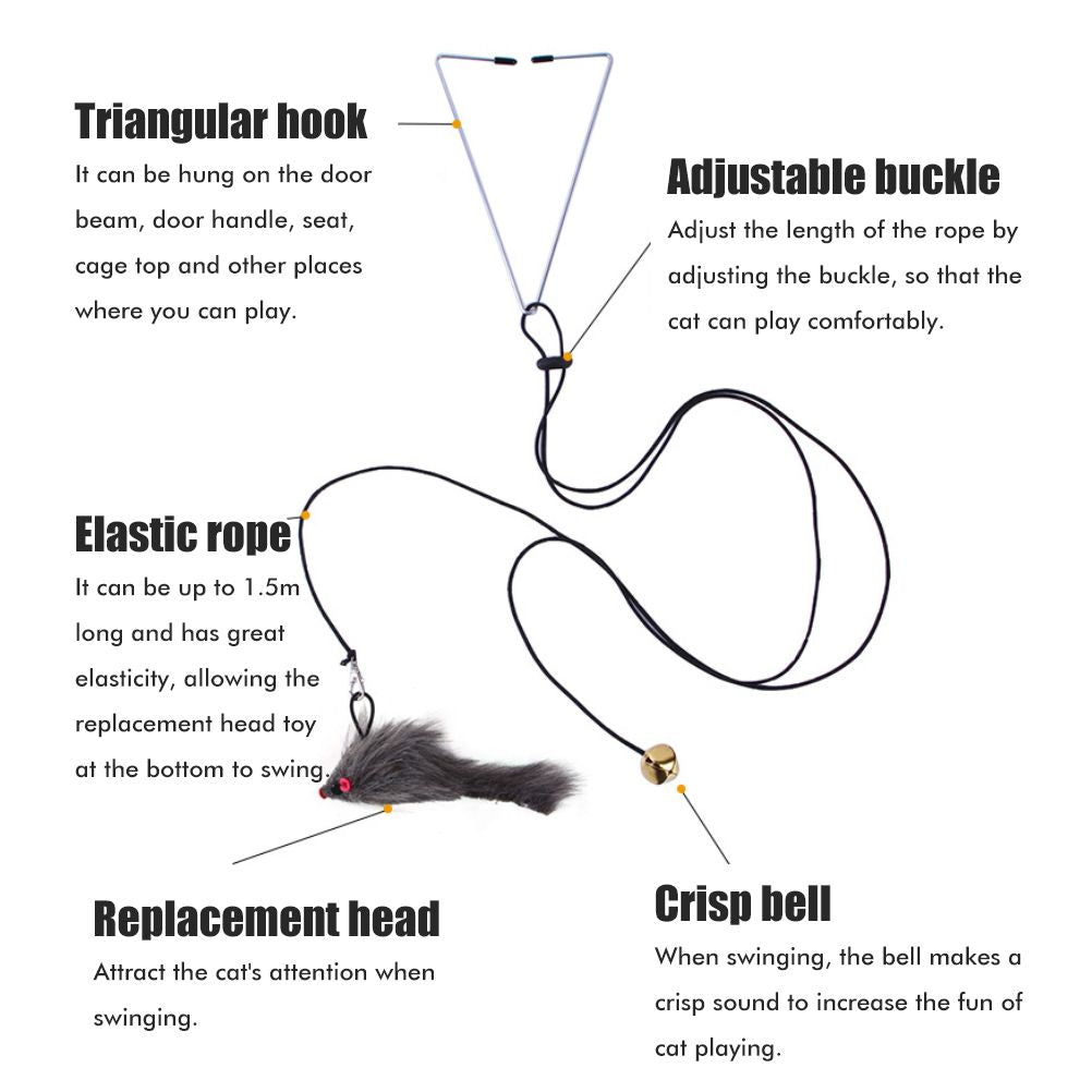 Automatic Cat Toy with Adjustable Elastic Rope Pet Toy Door Window Hanging Mouses Self Playing Toys for Cats V1294-YM0523-10335544