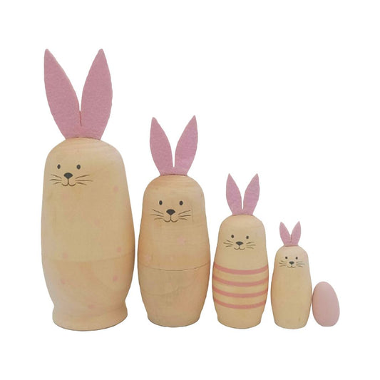 Russian Nesting Rabbit Dolls Toys Cartoon Cute Rabbit Animal Handmade Stacking Toys Easter Gifts for Children V1294-YM0523-10335569