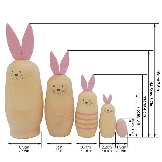 Russian Nesting Rabbit Dolls Toys Cartoon Cute Rabbit Animal Handmade Stacking Toys Easter Gifts for Children V1294-YM0523-10335569