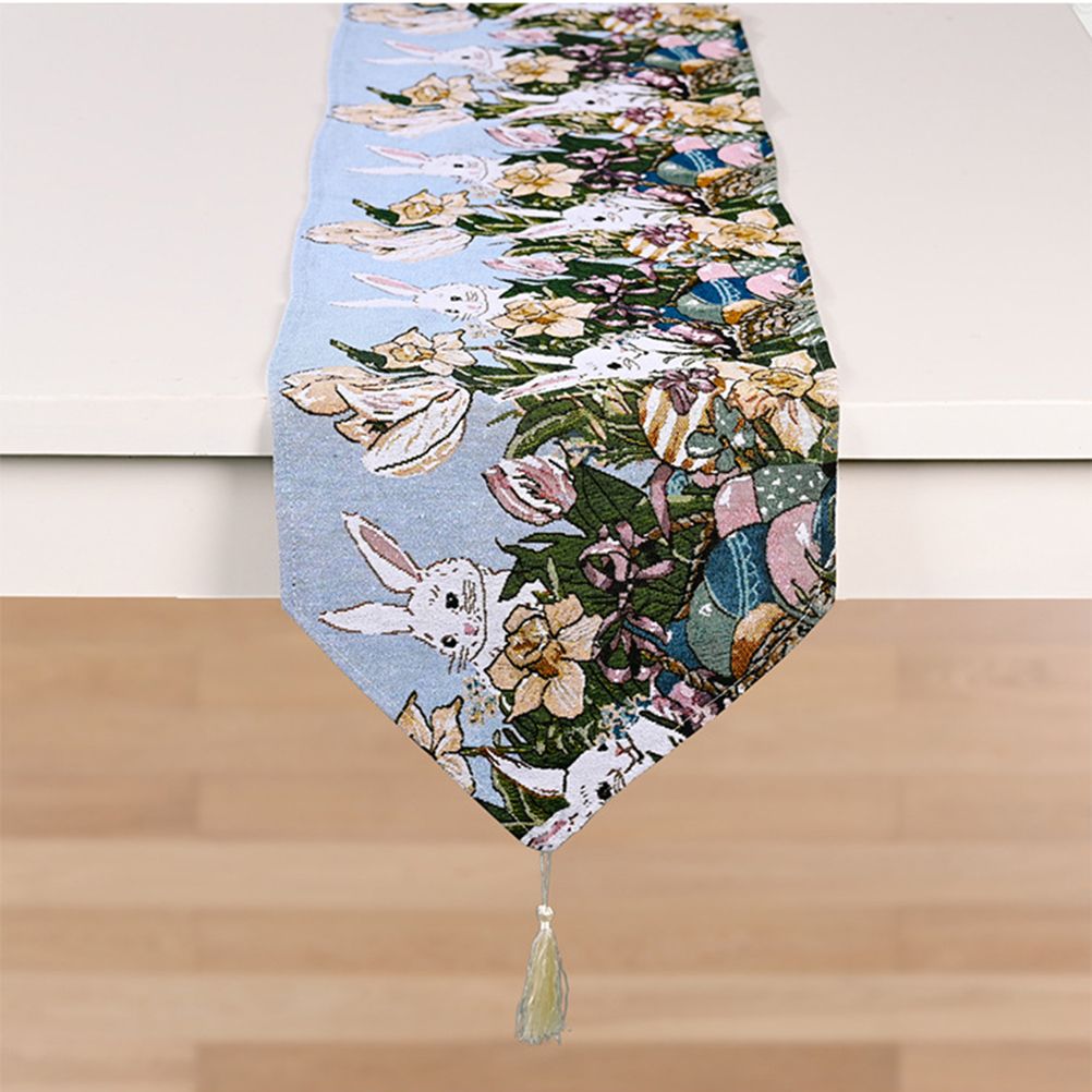 Dinner Party Table Decoration Easter Bunny Table Runner for Kitchen and Wine Cabinets Knitted Rabbit Table V1294-YM0523-10335663