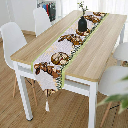 Dinner Party Table Decoration Easter Bunny Table Runner for Kitchen and Wine Cabinets Knitted Rabbit Table V1294-YM0523-10335663