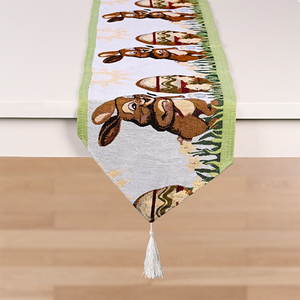 Dinner Party Table Decoration Easter Bunny Table Runner for Kitchen and Wine Cabinets Knitted Rabbit Table V1294-YM0523-10335663