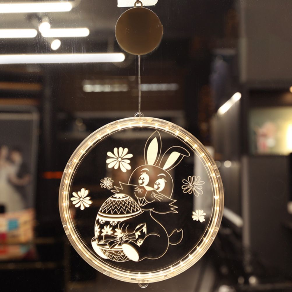 Easter LED Lights with Suction Cups Window Hanging Decoration Lights 3D Acrylic Lights for Home Dining Room V1294-YM0523-10335751