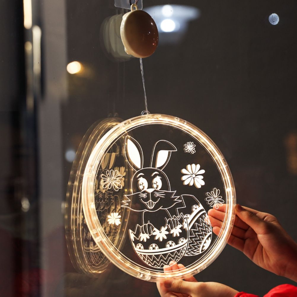 Easter LED Lights with Suction Cups Window Hanging Decoration Lights 3D Acrylic Lights for Home Dining Room V1294-YM0523-10335751