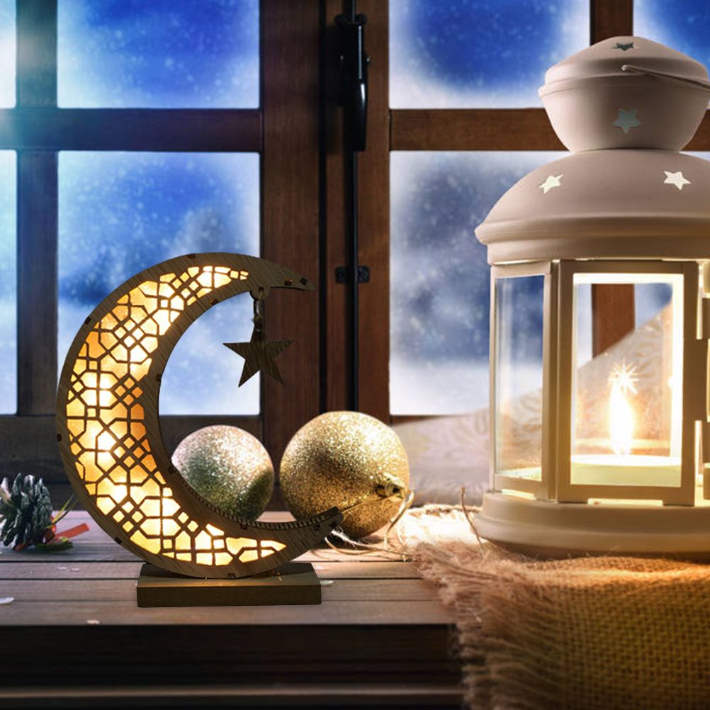 Ramadan LED Decorative Lights Wooden Crafts Night Light for Muslim Ramadan Gift Islamic Wall Table Decoration V1294-YM0523-10335754
