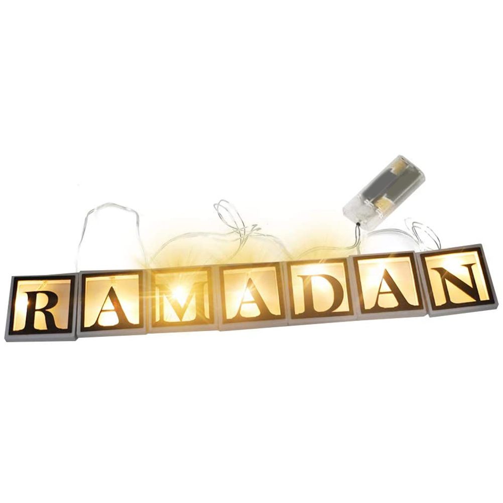 Ramadan LED String Light Decoration Wooden Hollow Letters Pendant for Ramadan Eid Mubarak Home Decor V1294-YM0523-10335792