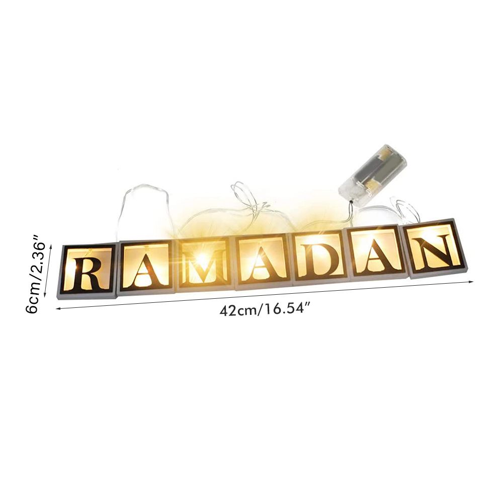 Ramadan LED String Light Decoration Wooden Hollow Letters Pendant for Ramadan Eid Mubarak Home Decor V1294-YM0523-10335792