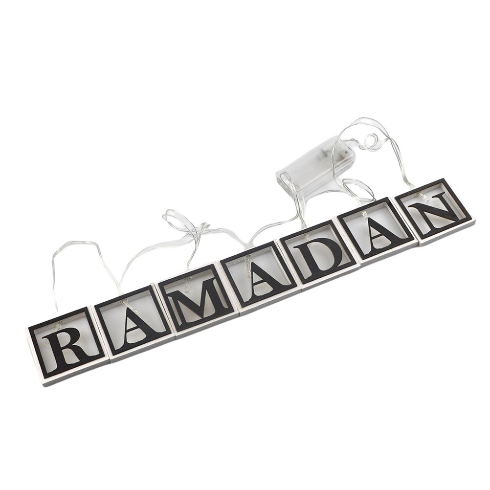 Ramadan LED String Light Decoration Wooden Hollow Letters Pendant for Ramadan Eid Mubarak Home Decor V1294-YM0523-10335792