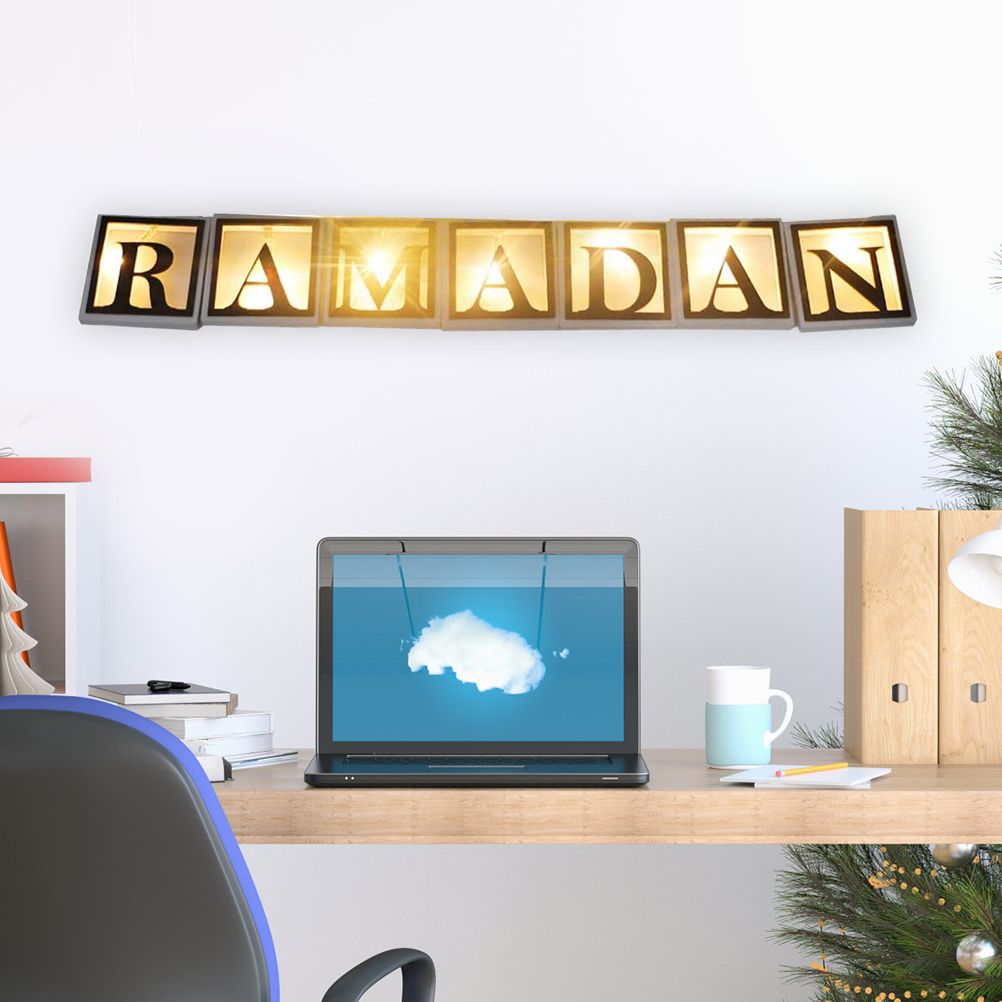 Ramadan LED String Light Decoration Wooden Hollow Letters Pendant for Ramadan Eid Mubarak Home Decor V1294-YM0523-10335792