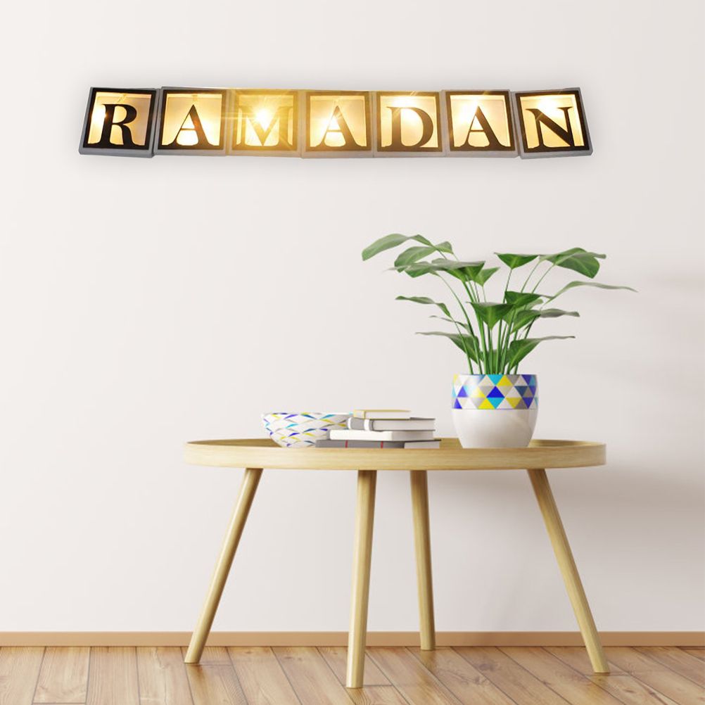 Ramadan LED String Light Decoration Wooden Hollow Letters Pendant for Ramadan Eid Mubarak Home Decor V1294-YM0523-10335792