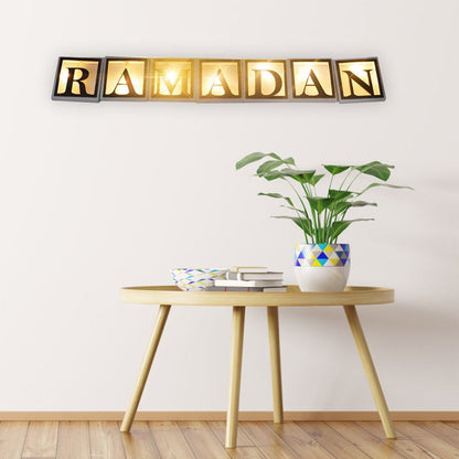 Ramadan LED String Light Decoration Wooden Hollow Letters Pendant for Ramadan Eid Mubarak Home Decor V1294-YM0523-10335792