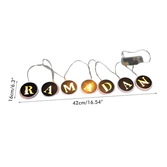Ramadan LED String Light Decoration Wooden Hollow Letters Pendant for Ramadan Eid Mubarak Home Decor V1294-YM0523-10335793