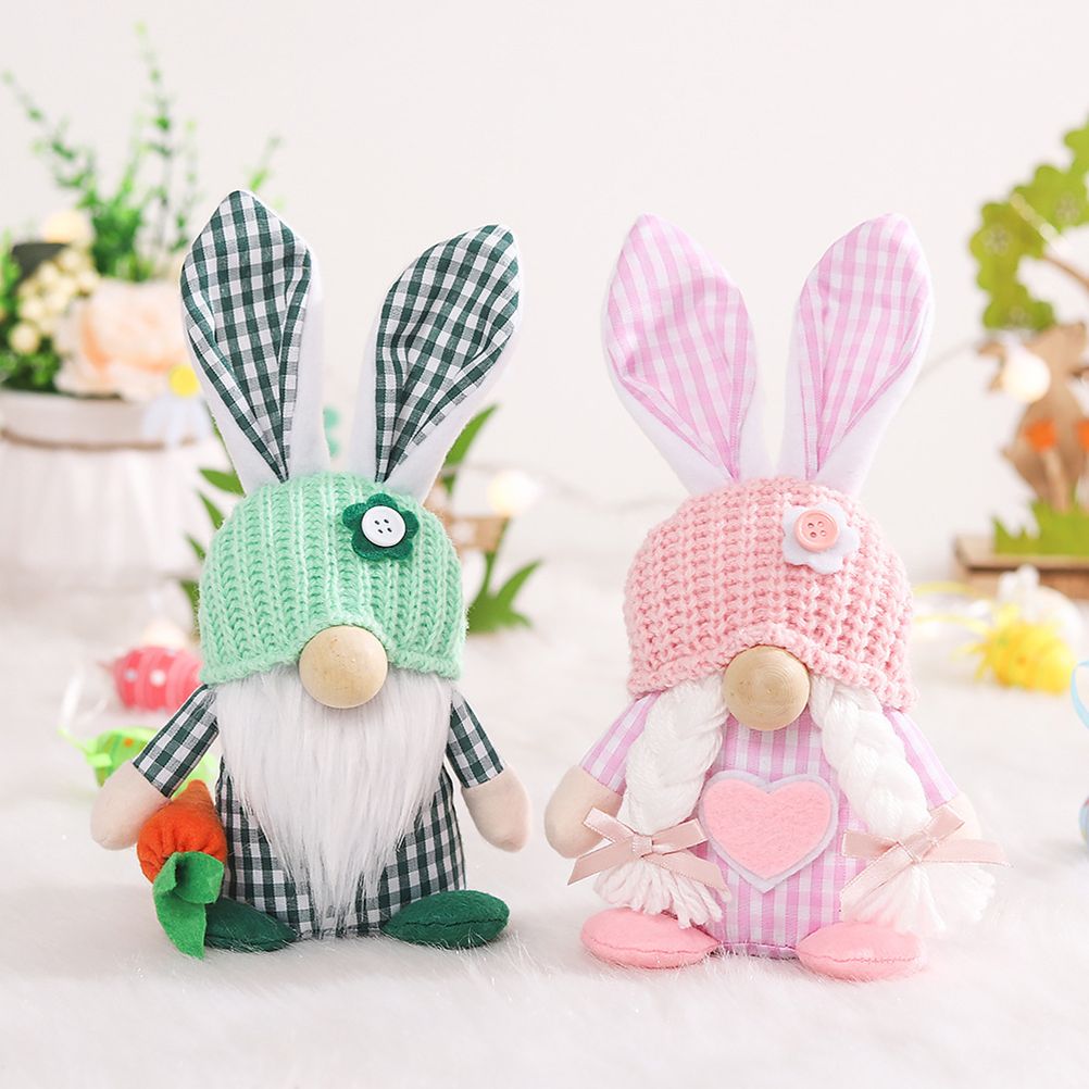 Easter Bunny Gnome Decoration Couple Doll Decor for Kids and Friends Easter Faceless Doll Ornaments V1294-YM0523-10335913
