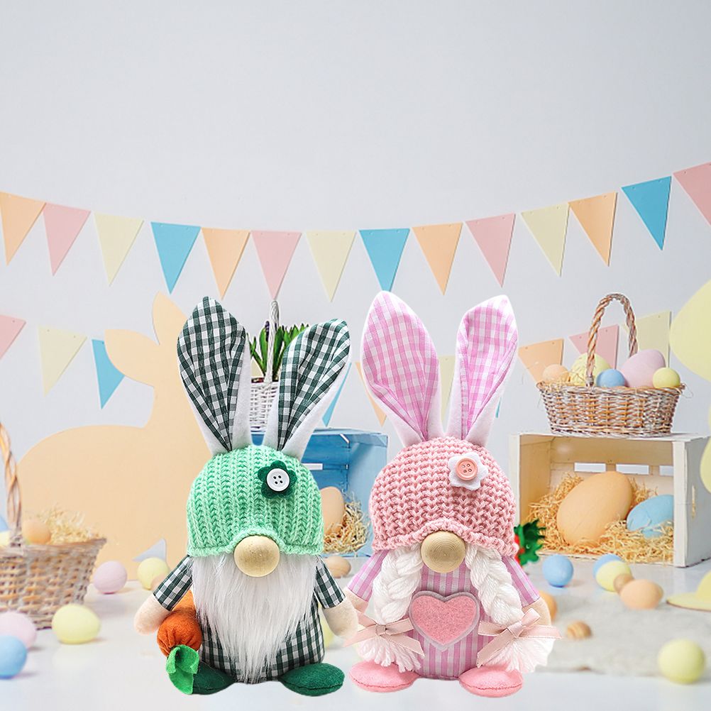 Easter Bunny Gnome Decoration Couple Doll Decor for Kids and Friends Easter Faceless Doll Ornaments V1294-YM0523-10335913