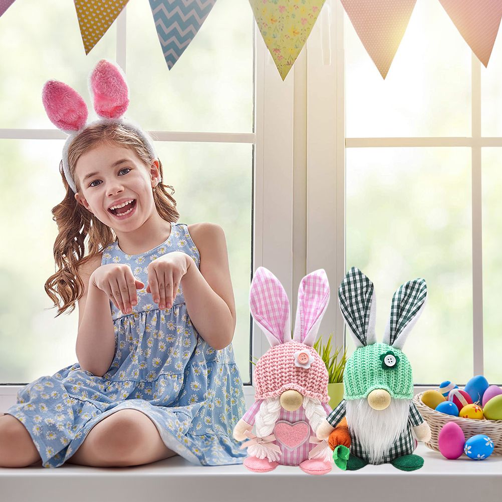 Easter Bunny Gnome Decoration Couple Doll Decor for Kids and Friends Easter Faceless Doll Ornaments V1294-YM0523-10335913
