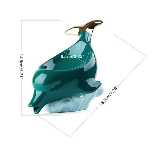 Dolphin Ceramic Soap Box Drain Soap Dish Box Bathroom Supplies Home Decoration Accessories Drain Soap Holder V1294-YM0523-10335929