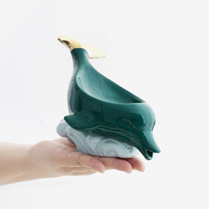 Dolphin Ceramic Soap Box Drain Soap Dish Box Bathroom Supplies Home Decoration Accessories Drain Soap Holder V1294-YM0523-10335929