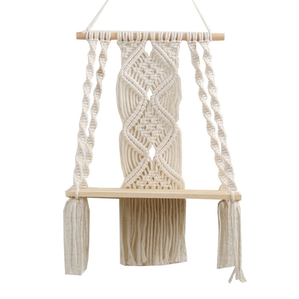 Boho Macrame Wall Hanging Shelf Macrame Wall Decor Woven Tassel Tapestry Wall Shelf Handmade Cotton Rope V1294-YM0523-10336076