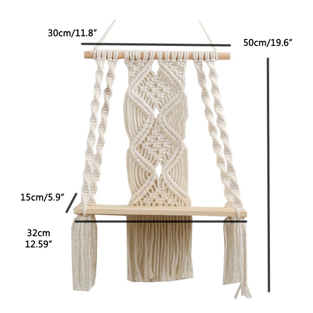Boho Macrame Wall Hanging Shelf Macrame Wall Decor Woven Tassel Tapestry Wall Shelf Handmade Cotton Rope V1294-YM0523-10336076
