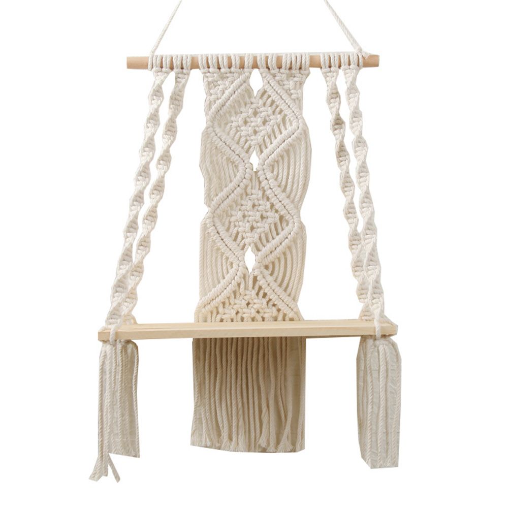 Boho Macrame Wall Hanging Shelf Macrame Wall Decor Woven Tassel Tapestry Wall Shelf Handmade Cotton Rope V1294-YM0523-10336076