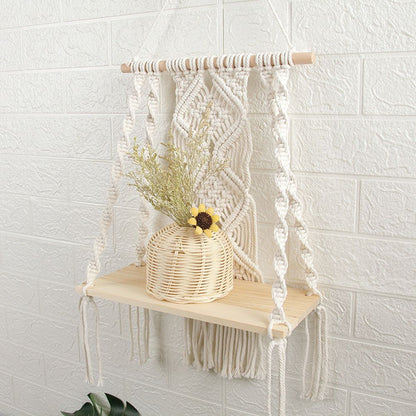 Boho Macrame Wall Hanging Shelf Macrame Wall Decor Woven Tassel Tapestry Wall Shelf Handmade Cotton Rope V1294-YM0523-10336076