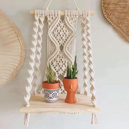 Boho Macrame Wall Hanging Shelf Macrame Wall Decor Woven Tassel Tapestry Wall Shelf Handmade Cotton Rope V1294-YM0523-10336076