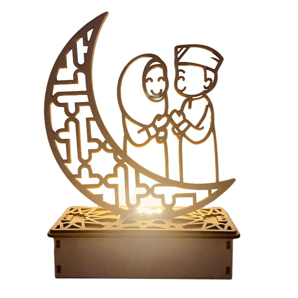 Wooden LED Lamp Ramadan Decoration Portable Eid Ramadan LED Night Light Table Ornament Ideal for Eid Ramadan V1294-YM0523-10336082