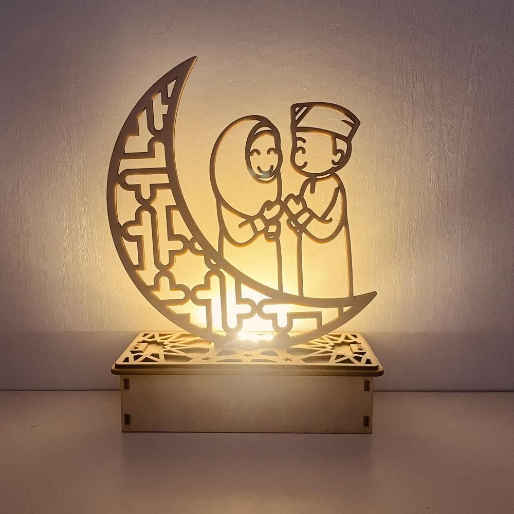 Wooden LED Lamp Ramadan Decoration Portable Eid Ramadan LED Night Light Table Ornament Ideal for Eid Ramadan V1294-YM0523-10336082