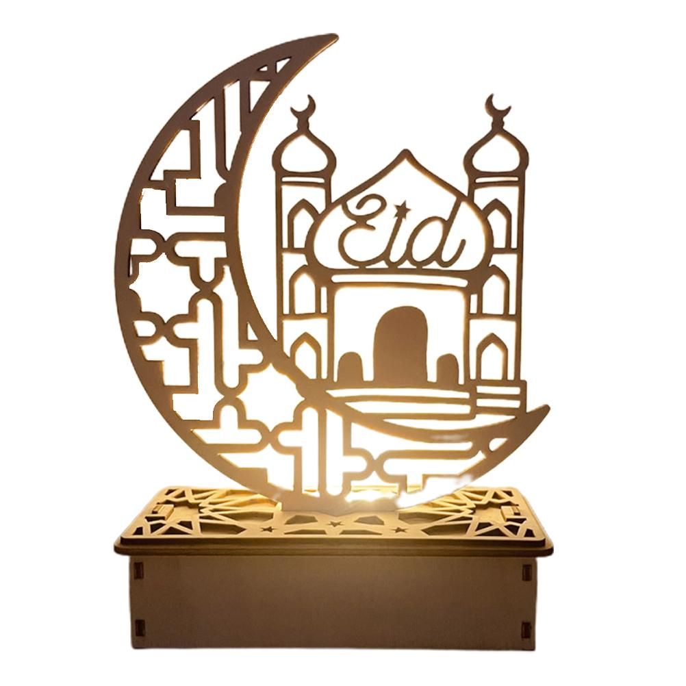 Wooden LED Lamp Ramadan Decoration Portable Eid Ramadan LED Night Light Table Ornament Ideal for Eid Ramadan V1294-YM0523-10336084