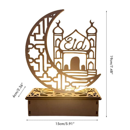 Wooden LED Lamp Ramadan Decoration Portable Eid Ramadan LED Night Light Table Ornament Ideal for Eid Ramadan V1294-YM0523-10336084