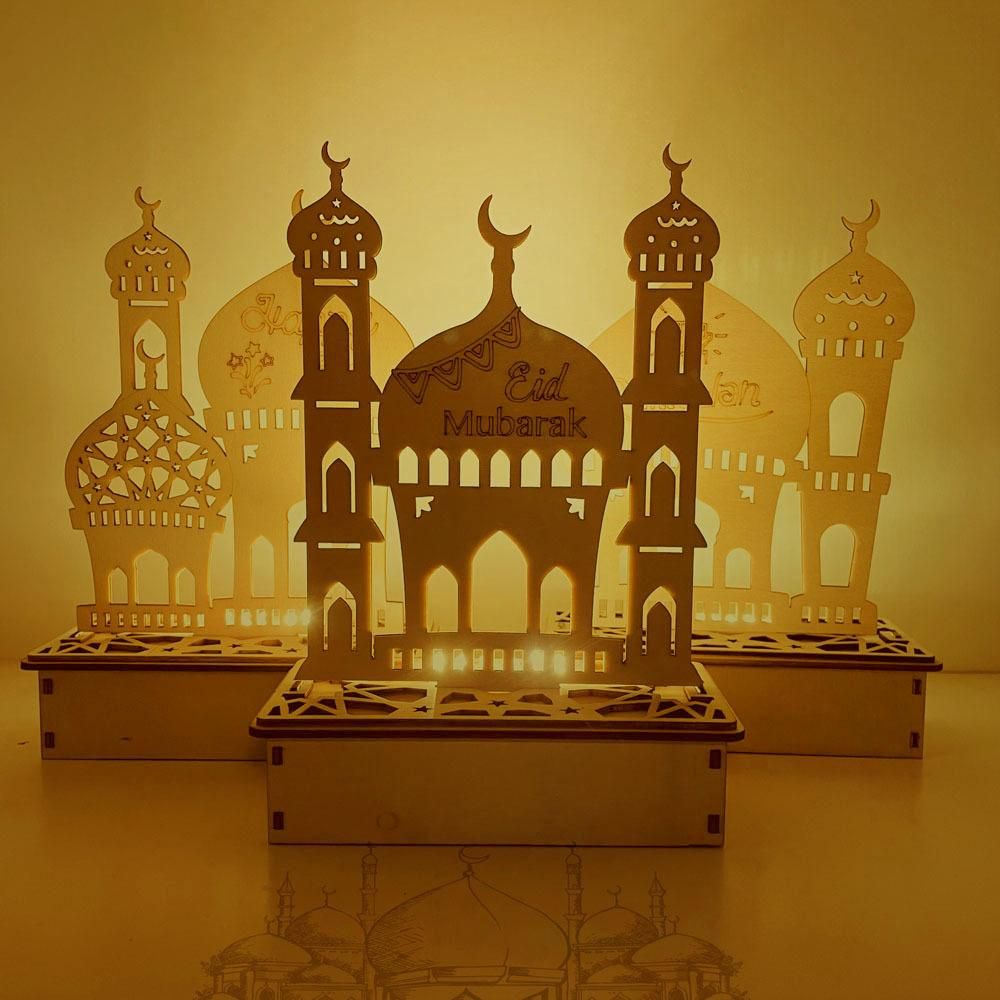 Wooden LED Lamp Ramadan Decoration Portable Eid Ramadan LED Night Light Table Ornament Ideal for Eid Ramadan V1294-YM0523-10336084