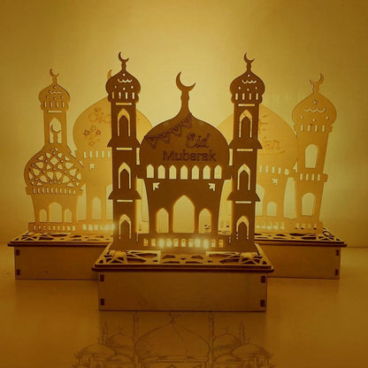 Wooden LED Lamp Ramadan Decoration Portable Eid Ramadan LED Night Light Table Ornament Ideal for Eid Ramadan V1294-YM0523-10336084