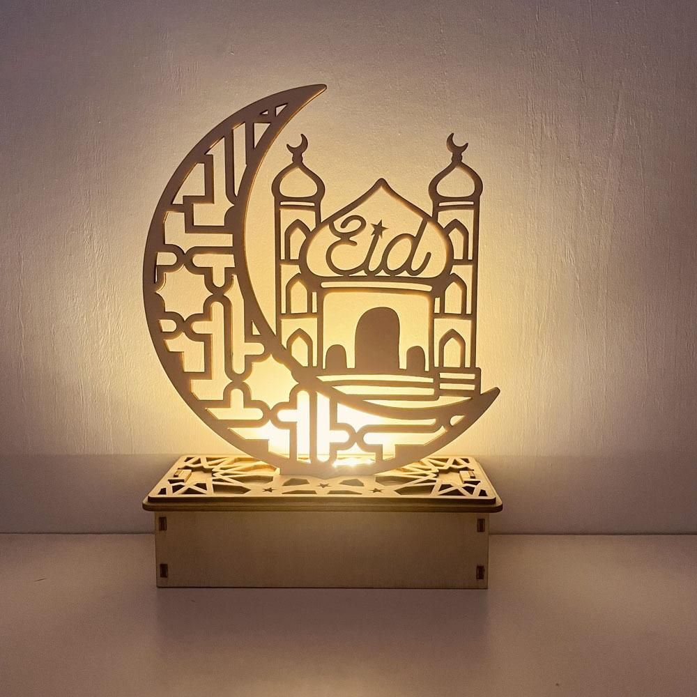 Wooden LED Lamp Ramadan Decoration Portable Eid Ramadan LED Night Light Table Ornament Ideal for Eid Ramadan V1294-YM0523-10336084