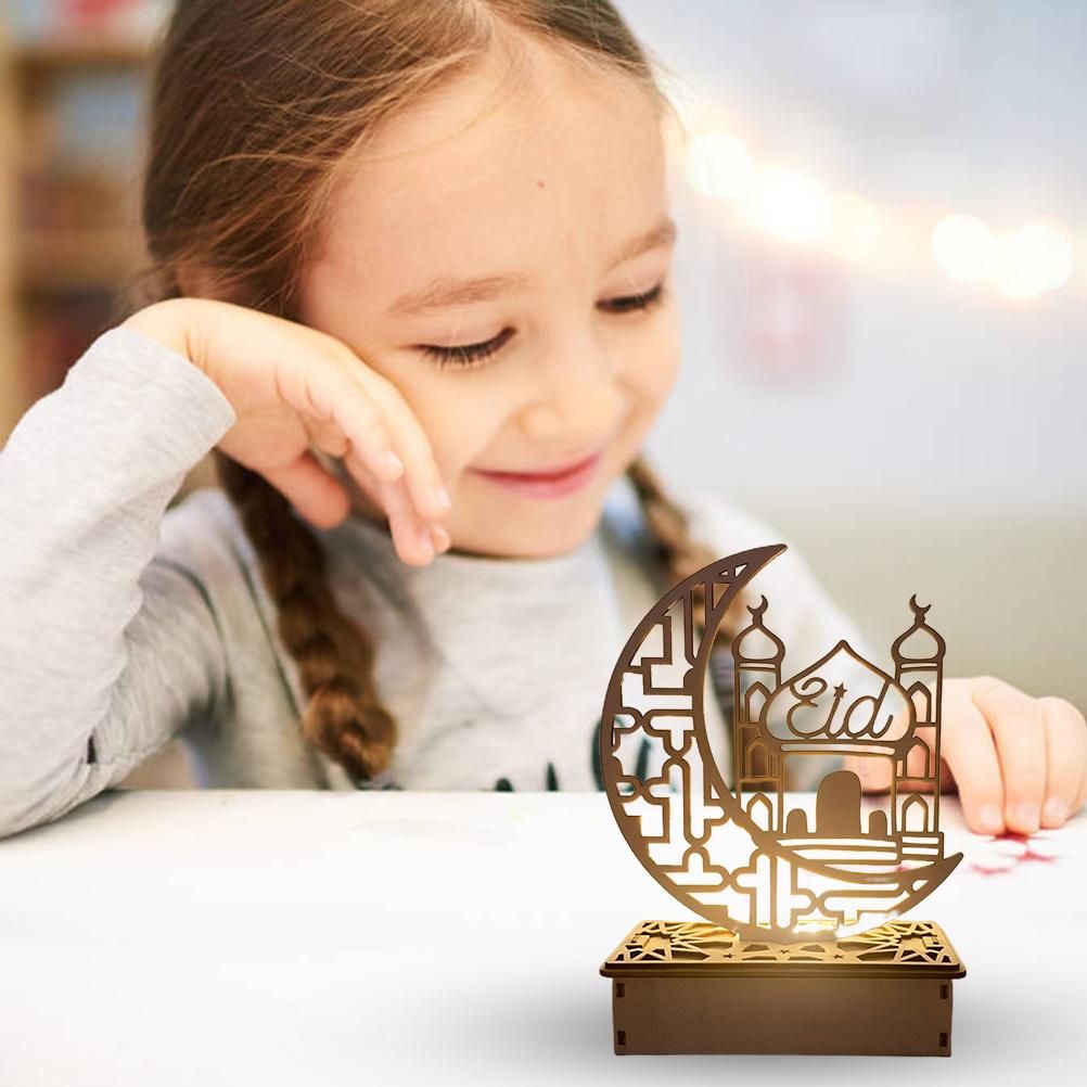 Wooden LED Lamp Ramadan Decoration Portable Eid Ramadan LED Night Light Table Ornament Ideal for Eid Ramadan V1294-YM0523-10336084