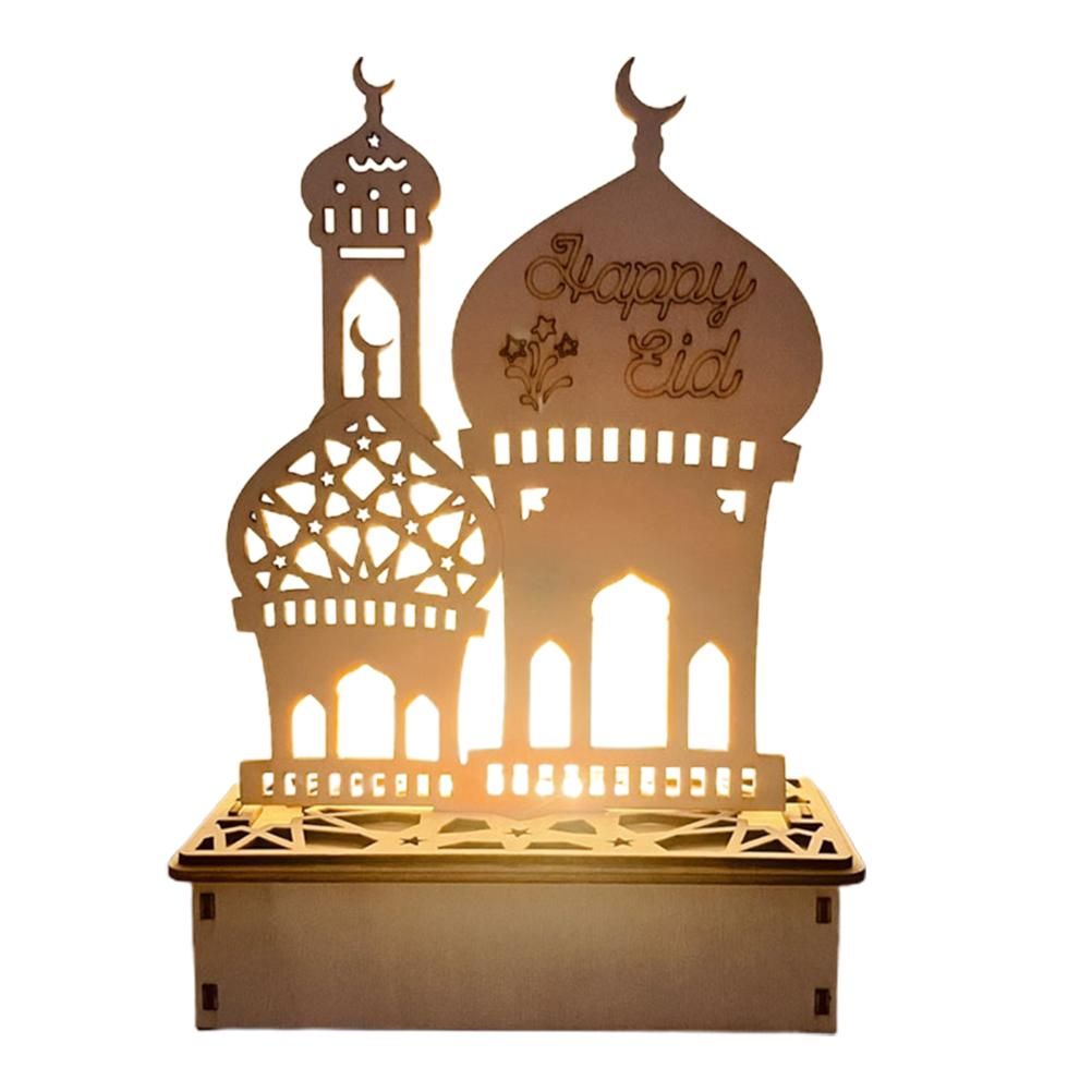 Wooden LED Lamp Ramadan Decoration Portable Eid Ramadan LED Night Light Table Ornament Ideal for Eid Ramadan V1294-YM0523-10336086