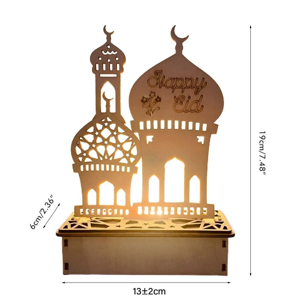 Wooden LED Lamp Ramadan Decoration Portable Eid Ramadan LED Night Light Table Ornament Ideal for Eid Ramadan V1294-YM0523-10336086