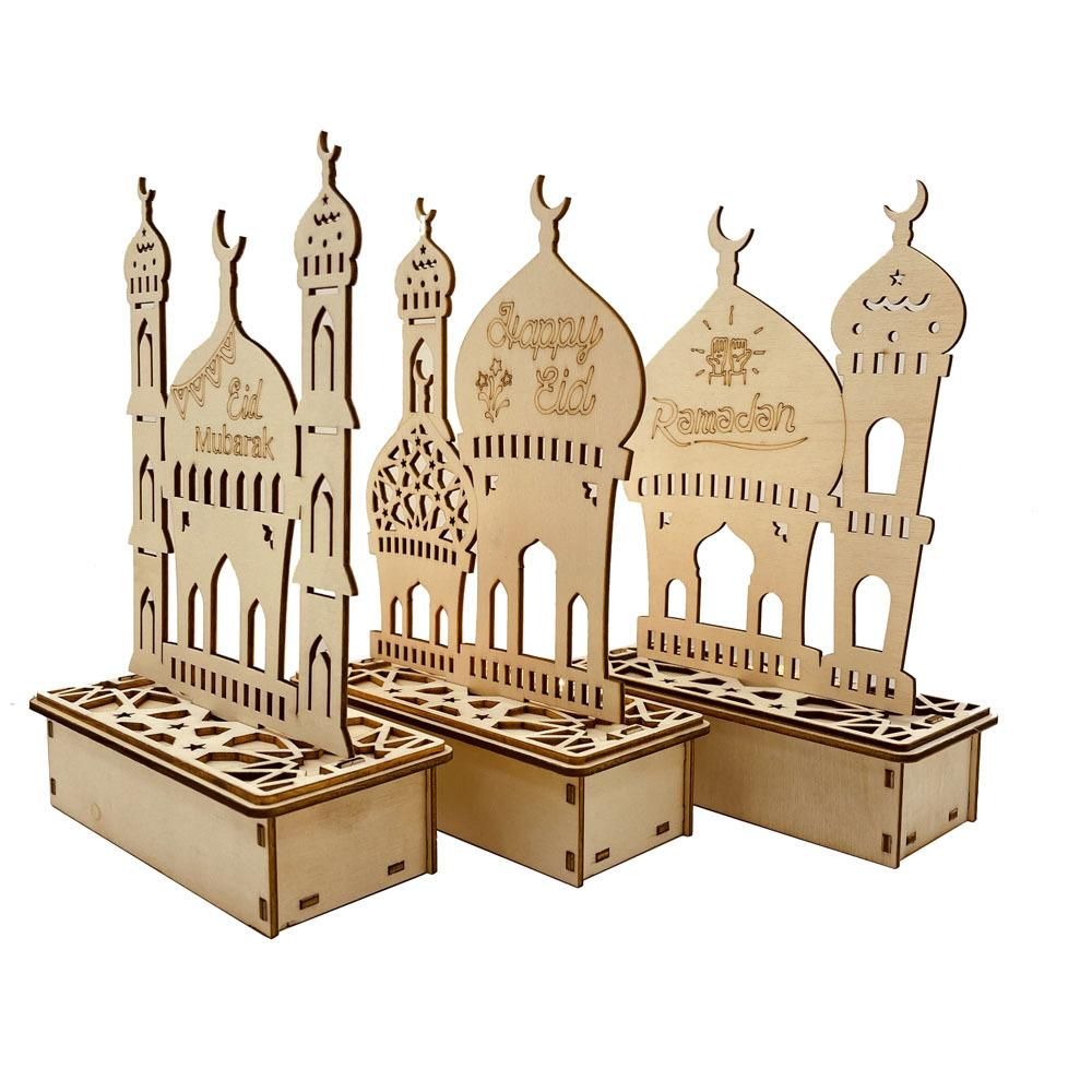 Wooden LED Lamp Ramadan Decoration Portable Eid Ramadan LED Night Light Table Ornament Ideal for Eid Ramadan V1294-YM0523-10336086