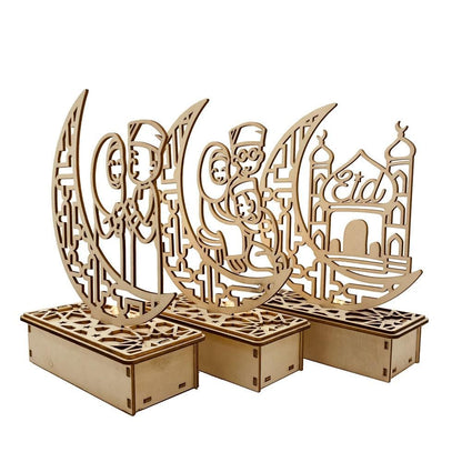 Wooden LED Lamp Ramadan Decoration Portable Eid Ramadan LED Night Light Table Ornament Ideal for Eid Ramadan V1294-YM0523-10336086