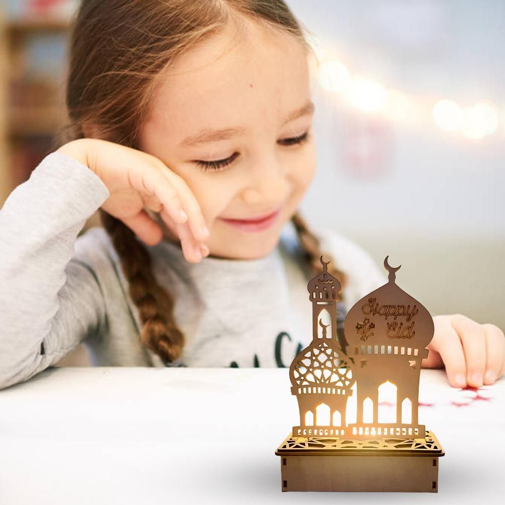 Wooden LED Lamp Ramadan Decoration Portable Eid Ramadan LED Night Light Table Ornament Ideal for Eid Ramadan V1294-YM0523-10336086