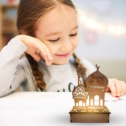 Wooden LED Lamp Ramadan Decoration Portable Eid Ramadan LED Night Light Table Ornament Ideal for Eid Ramadan V1294-YM0523-10336086
