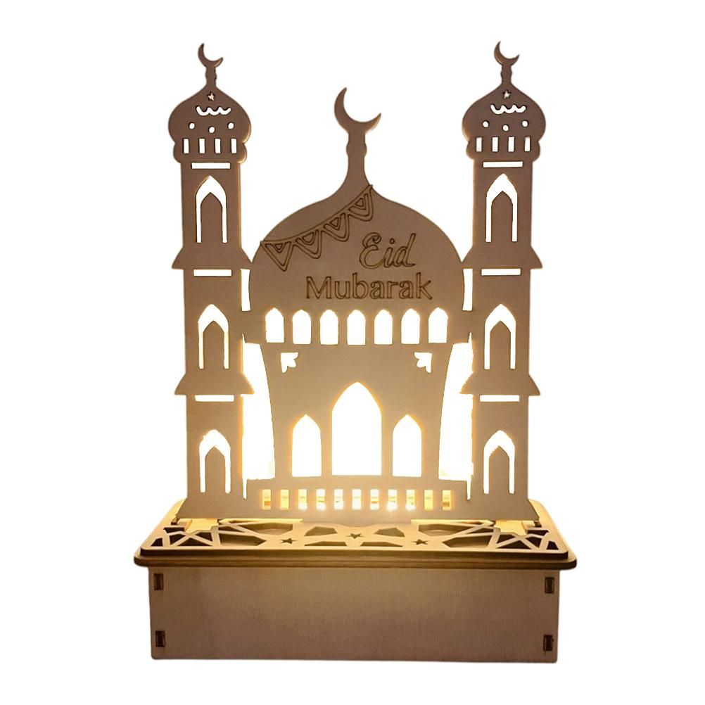 Wooden LED Lamp Ramadan Decoration Portable Eid Ramadan LED Night Light Table Ornament Ideal for Eid Ramadan V1294-YM0523-10336087