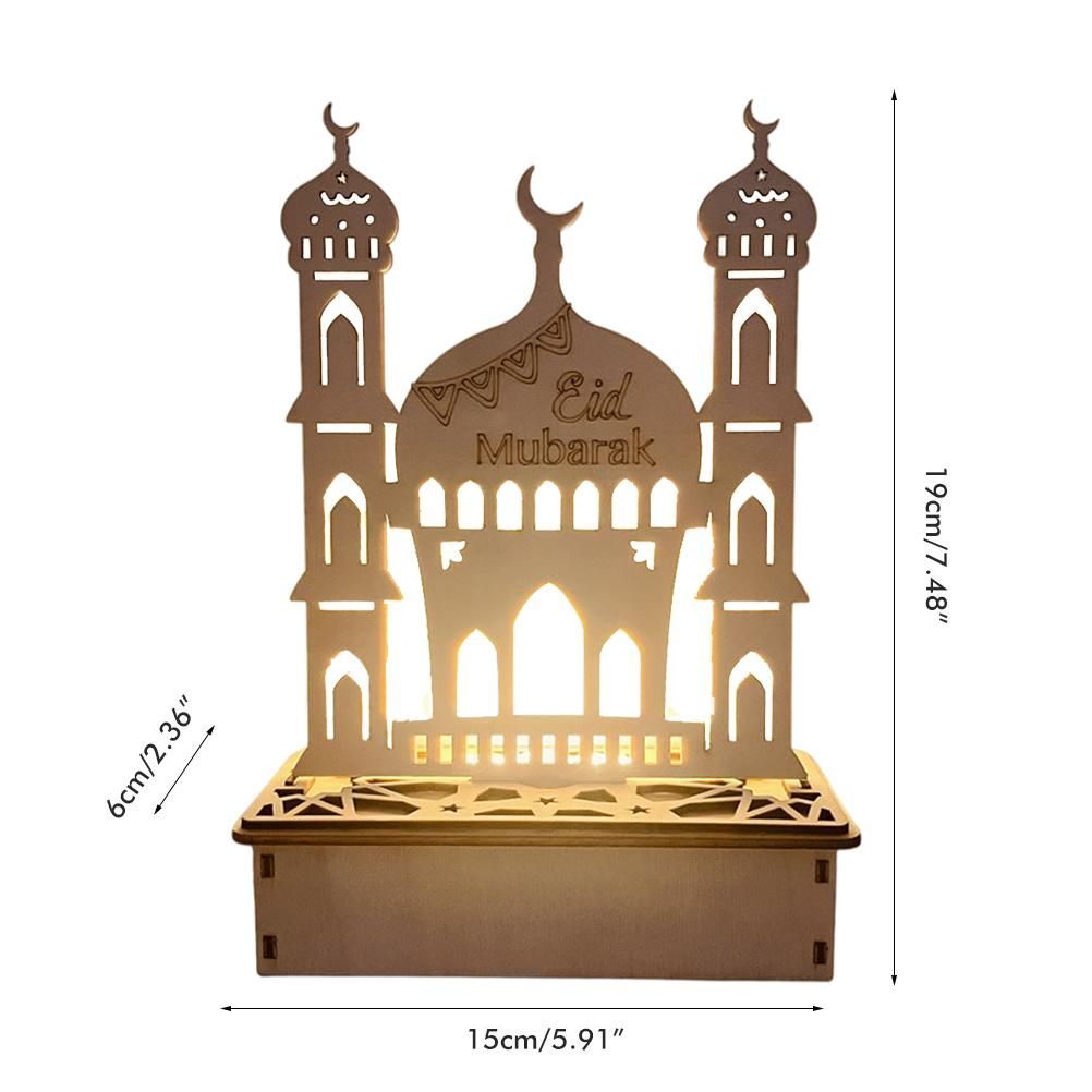 Wooden LED Lamp Ramadan Decoration Portable Eid Ramadan LED Night Light Table Ornament Ideal for Eid Ramadan V1294-YM0523-10336087